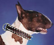 Bull Leather Spiked Dog Collar - 2 Rows of spikes-Dog Supplies Bull Leather Spiked Dog Collar - 2 Rows of spikes-Dog Supplies