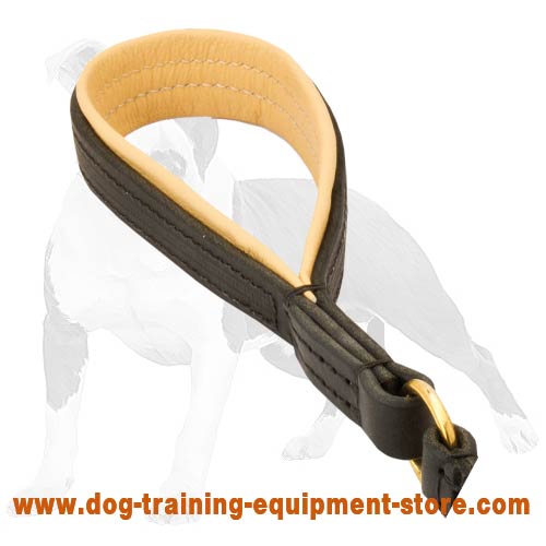 Dog lead with Nappa leather padded handle
