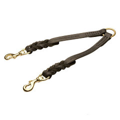 Leather dog leash with 2 snap hooks