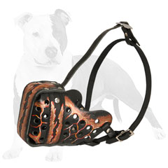 Everyday leather dog muzzle with ventilation holes
