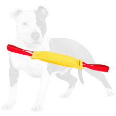 Reliable biting tug for puppy training with handles