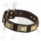 Design Leather Dog Collar Brass Plates