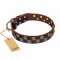 "Strong Shields" FDT Artisan leather dog collar with stylish decorations