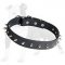 Dog Training Leather Spiked Dog Collar-1 row with Silver Spikes-Dog Supplies