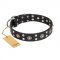 "Refined Essence" FDT Artisan Black Leather dog Collar with Silvery Studs