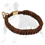 Braided Leather Choke Collar with Quick Release Buckle for Training and Behavior Correction