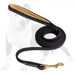 Chic Leather Dog Leash Stitched with Padded Handle