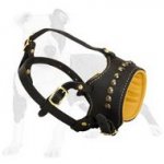 Open Nose Leather Dog Muzzle with Best Air Ventilation