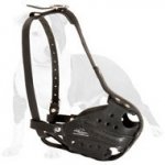 Adjustable Leather Dog Muzzle for Police Service, Agitation Training, Patrolling, Guarding
