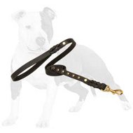 Matchless Leather Dog Leash with 6 Decorative Studs & Plaited Inserts