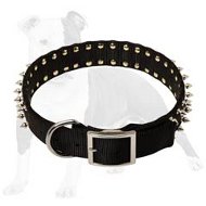 Black Nylon Spiked Dog Collar - 2 Rows of spikes-Dog Supplies