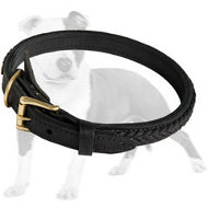 Elegant Thick Leather Dog Collar for Walking/Training Large and Medium Dogs