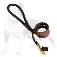 4 FT Braided Leather Dog Leashes for Training Dogs