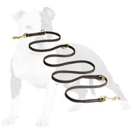 Leather Dog Leash with Seven Modes Usage for Walking and Training