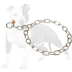 Easy in use choke chain collar with fur saving links