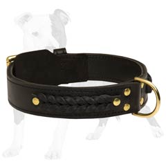 Extra wide leather collar for comfortable wearing