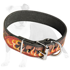 Handpainted in Flames Leather Collar