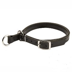 Non-rusting choke leather dog collar