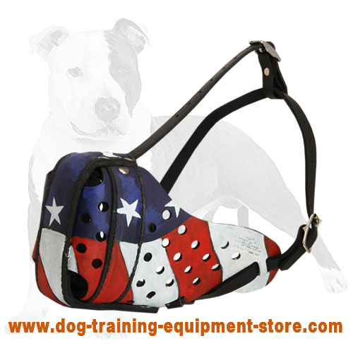 Hand painted by our artists leather Muzzle "Dondi" for Dog Train-Dog Supplies