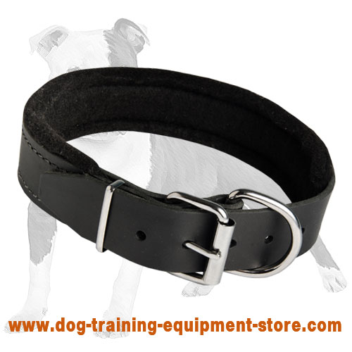 Anti-Discomfort Leather Dog Collar Soft Felt Padded