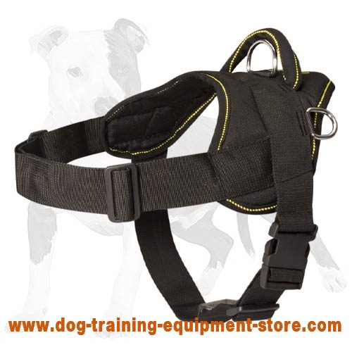 Adjustable Nylon Dog Harness for Pulling and Tracking