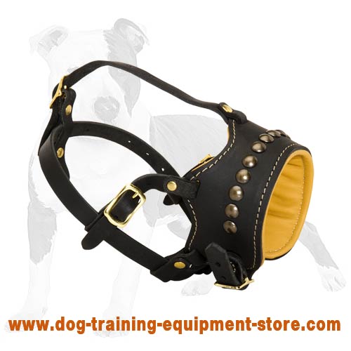 Open Nose Leather Dog Muzzle with Best Air Ventilation
