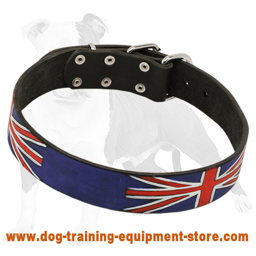 "United Kingdom Pride" Hand-Painted Leather Dog Collar