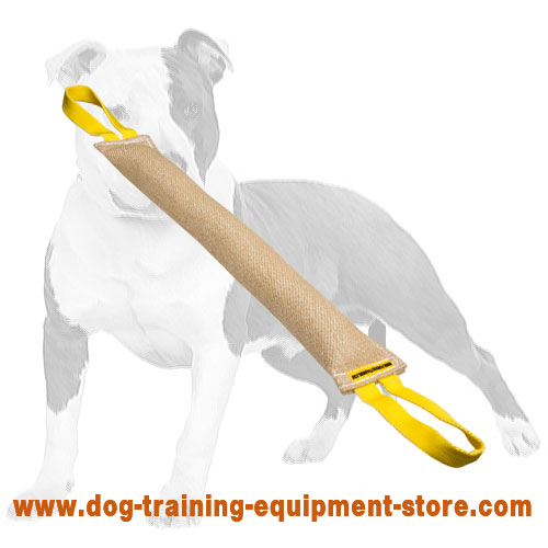 Long Jute Dog Bite Tug with Two Nylon Handles