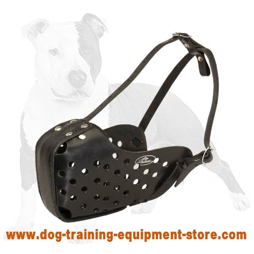 Professional Leather Agitation Muzzle with Nose Padding and Perfect Air Circulation