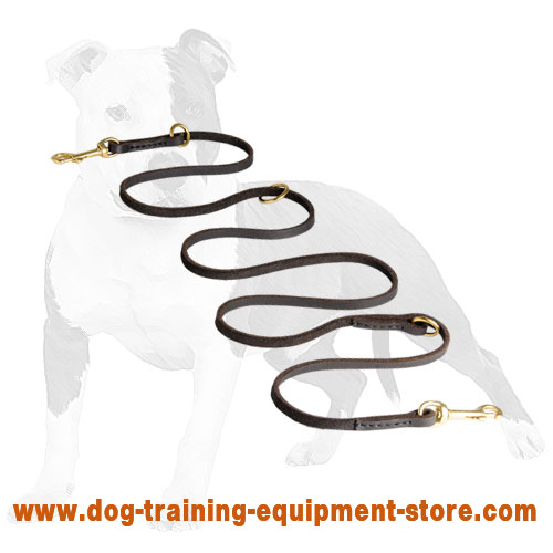 Leather Dog Leash with Seven Modes Usage for Walking and Training