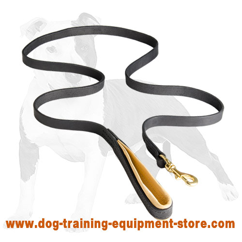 Leather Dog Leash with Nappa Padded Handle for Walking and Training - Click Image to Close