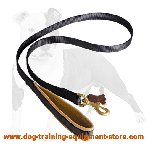 Nylon dog leash with support material on the handle (4 to 6 foot)