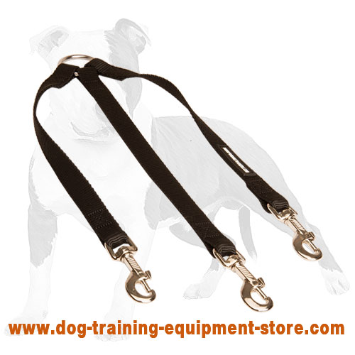 Triple dog leash - nylon coupler for walking 3 dogs