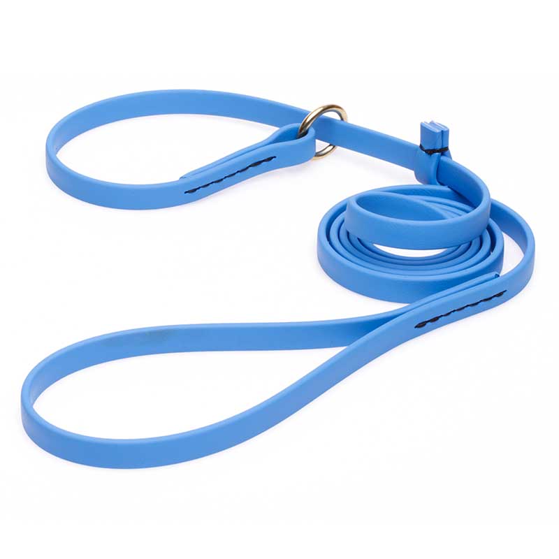 Solid Blue Biothane dog Leash and Collar Combo - Click Image to Close
