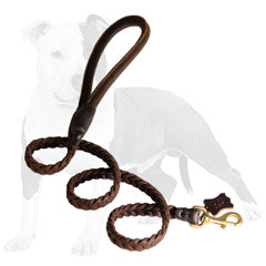 Reliable leather dog leash with handle
