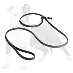 Reliable leather dog leash with handle