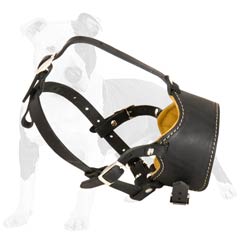 Free breathing leather dog muzzle