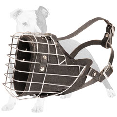 Leather Padded Wire basket Dog Muzzle