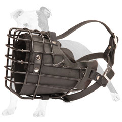 Wire Cage Dog Muzzle with Leather Padding