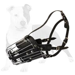 Wire cage with leather padding dog muzzle