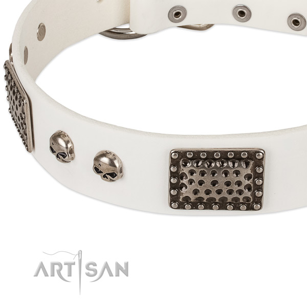 Rust-proof hardware on genuine leather dog collar for your doggie