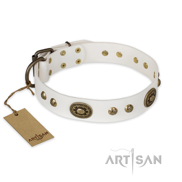 Top notch leather dog collar for comfy wearing
