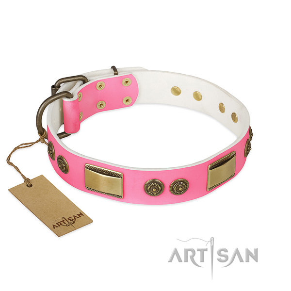 Exquisite full grain natural leather dog collar for daily use