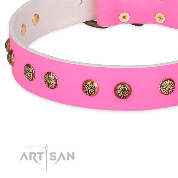 Full grain natural leather collar with corrosion proof D-ring for your lovely canine