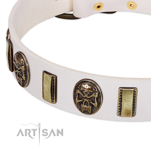 Strong fittings on full grain natural leather dog collar for your four-legged friend
