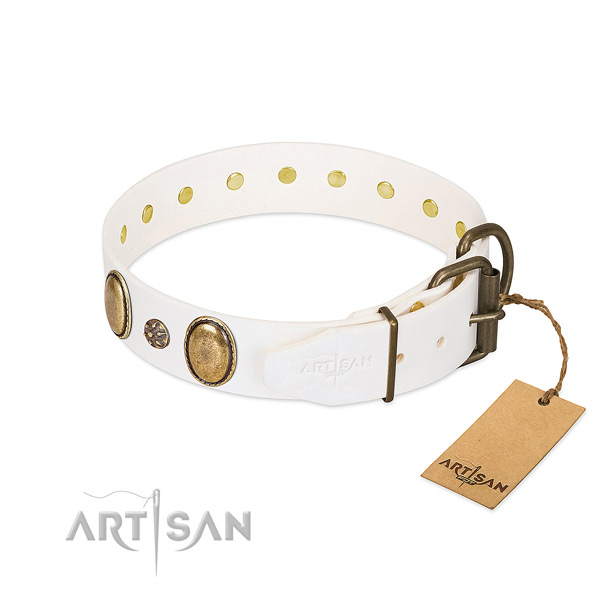 Easy wearing quality full grain genuine leather dog collar