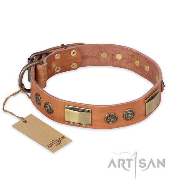 Easy wearing full grain leather dog collar for easy wearing