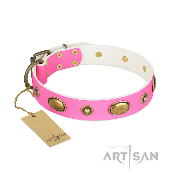 Adjustable natural leather collar for your four-legged friend