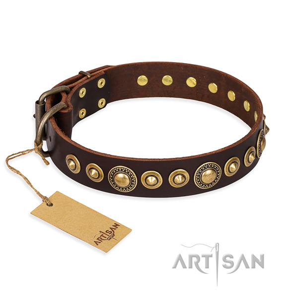 Flexible genuine leather collar crafted for your four-legged friend
