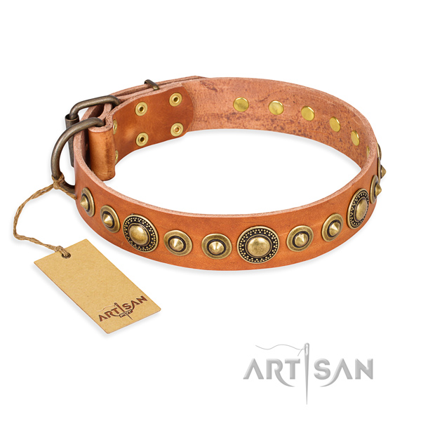 Gentle to touch genuine leather collar handmade for your doggie